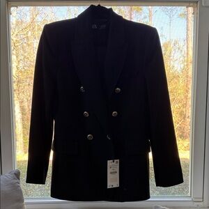 NWT Zara Double Breasted Blazer w/ Gold/Black Buttons Size Medium